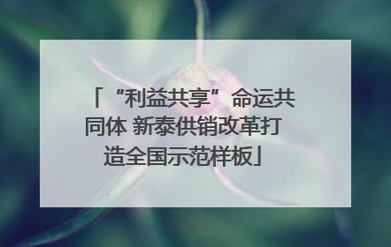 “利益共享”命运共同体 新泰供销改革打造全国示范样板