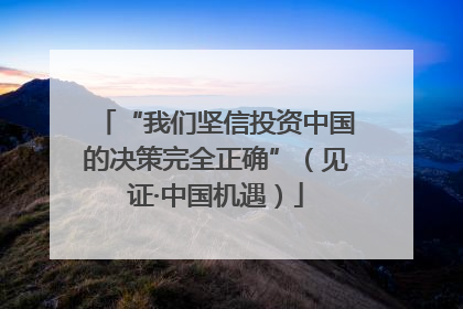 “我们坚信投资中国的决策完全正确”（见证·中国机遇）