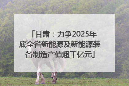 甘肃：力争2025年底全省新能源及新能源装备制造产值超千亿元