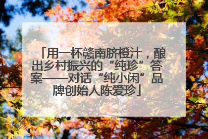用一杯赣南脐橙汁，酿出乡村振兴的“纯珍”答案——对话“纯小闲”品牌创始人陈爱珍