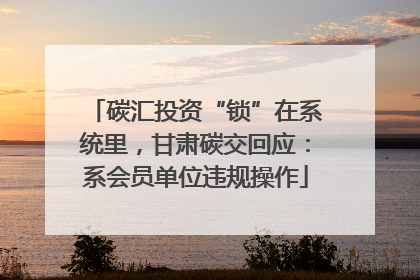 碳汇投资“锁”在系统里，甘肃碳交回应：系会员单位违规操作