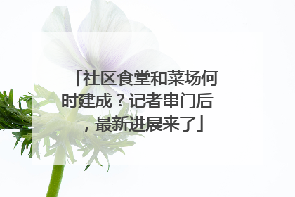 社区食堂和菜场何时建成？记者串门后，最新进展来了
