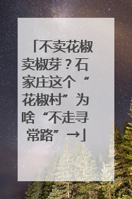 不卖花椒卖椒芽？石家庄这个“花椒村”为啥“不走寻常路”→