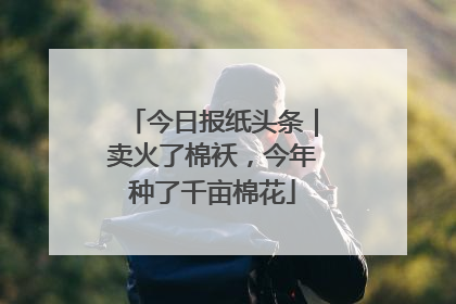 今日报纸头条｜卖火了棉袄，今年种了千亩棉花