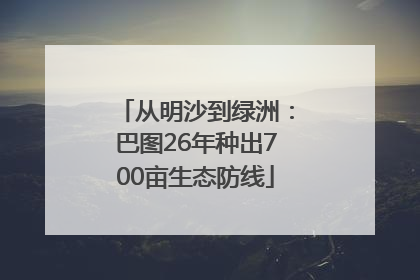 从明沙到绿洲：巴图26年种出700亩生态防线