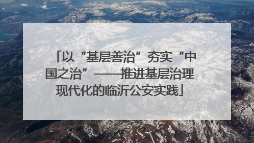 以“基层善治”夯实“中国之治”——推进基层治理现代化的临沂公安实践