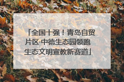 全国十强！青岛自贸片区·中德生态园领跑生态文明宣教新赛道