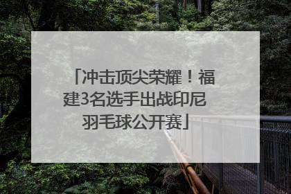 冲击顶尖荣耀！福建3名选手出战印尼羽毛球公开赛