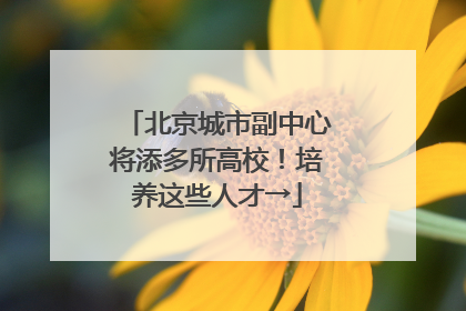 北京城市副中心将添多所高校！培养这些人才→