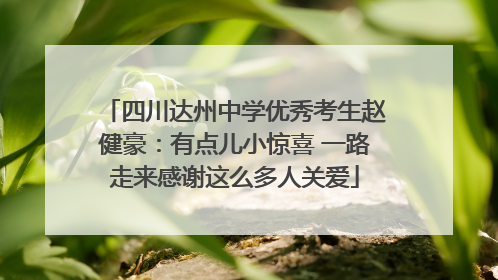 四川达州中学优秀考生赵健豪：有点儿小惊喜 一路走来感谢这么多人关爱