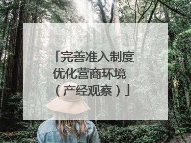 完善准入制度 优化营商环境（产经观察）