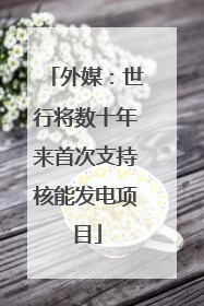 外媒：世行将数十年来首次支持核能发电项目