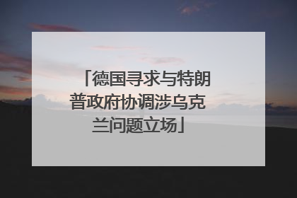 德国寻求与特朗普政府协调涉乌克兰问题立场