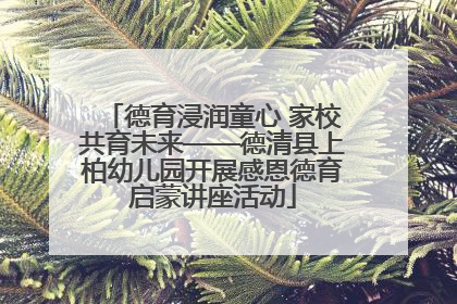 德育浸润童心 家校共育未来——德清县上柏幼儿园开展感恩德育启蒙讲座活动