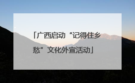 广西启动“记得住乡愁”文化外宣活动