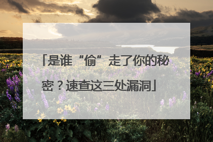 是谁“偷”走了你的秘密？速查这三处漏洞