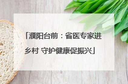 濮阳台前：省医专家进乡村 守护健康促振兴