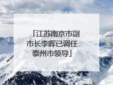 江苏南京市副市长李晖已调任泰州市领导