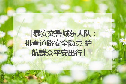 泰安交警城东大队：排查道路安全隐患 护航群众平安出行
