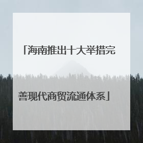 海南推出十大举措完善现代商贸流通体系