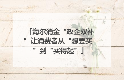 海尔消金“政企双补”让消费者从“想要买”到“买得起”