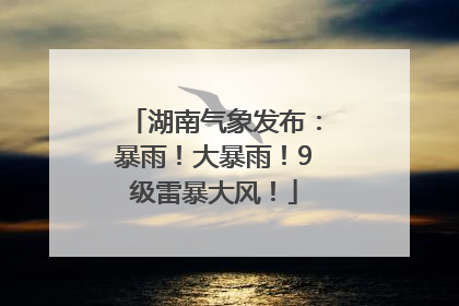 湖南气象发布：暴雨！大暴雨！9级雷暴大风！