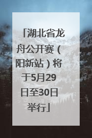 湖北省龙舟公开赛（阳新站）将于5月29日至30日举行
