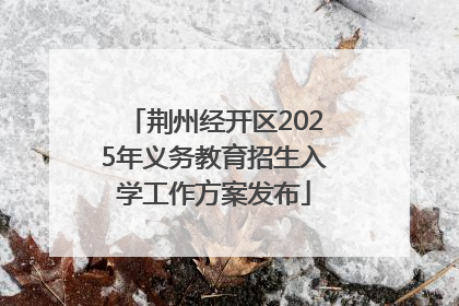 荆州经开区2025年义务教育招生入学工作方案发布
