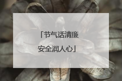 节气话清廉 安全润人心