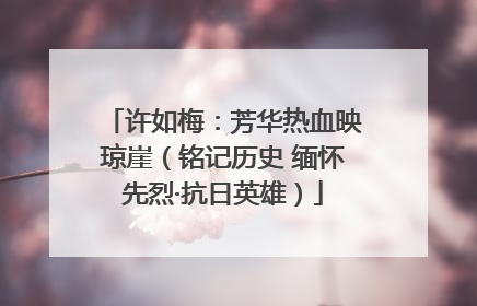 许如梅：芳华热血映琼崖（铭记历史 缅怀先烈·抗日英雄）
