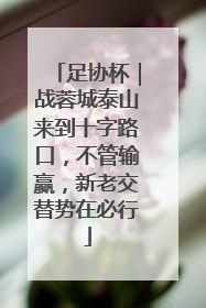 足协杯｜战蓉城泰山来到十字路口，不管输赢，新老交替势在必行