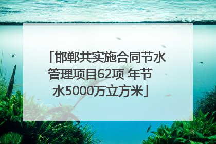 邯郸共实施合同节水管理项目62项 年节水5000万立方米