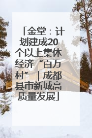 金堂：计划建成20个以上集体经济“百万村”｜成都县市新城高质量发展