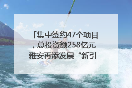 集中签约47个项目，总投资额258亿元 雅安再添发展“新引擎”｜数读西投