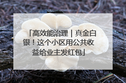 高效能治理｜真金白银！这个小区用公共收益给业主发红包