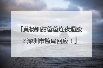 黄杨钿甜爸爸连夜退股？深圳市监局回应！